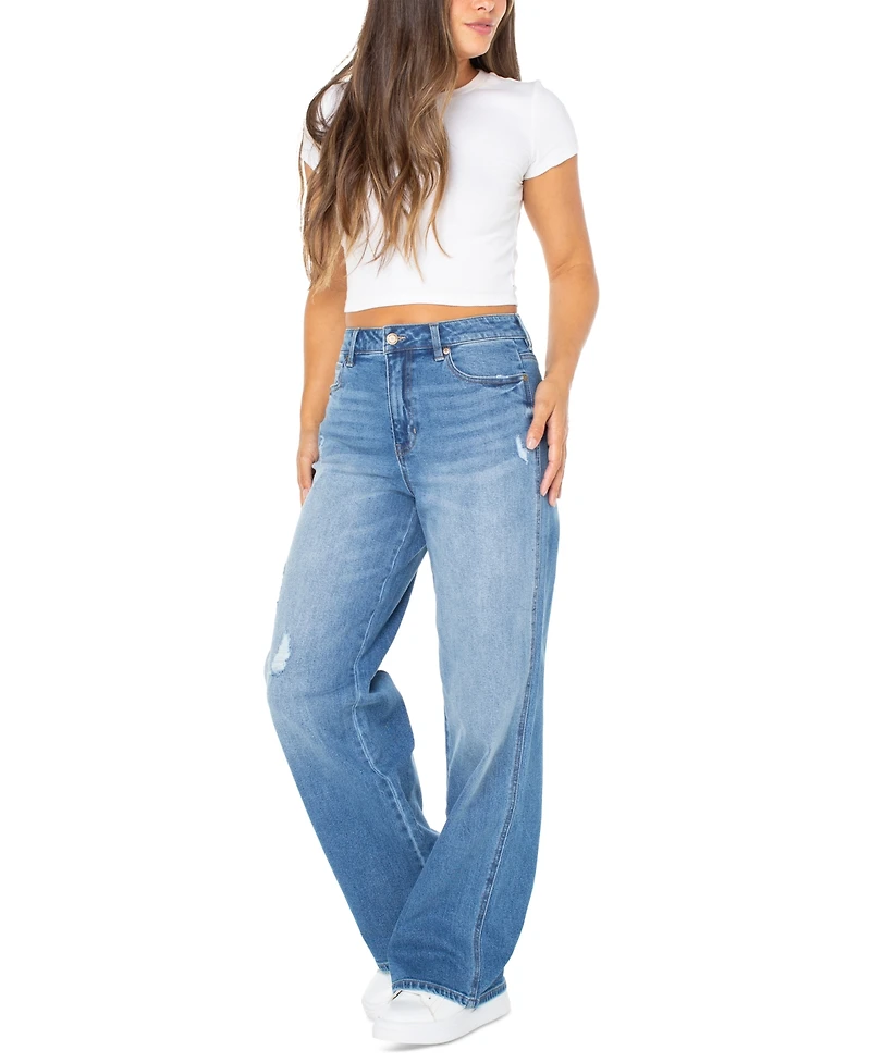 Celebrity Pink Juniors' High Rise Baggy Wide-Leg Curvy Jeans