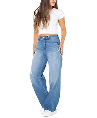Celebrity Pink Juniors' High Rise Baggy Wide-Leg Curvy Jeans