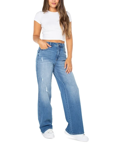 Celebrity Pink Juniors' High Rise Baggy Wide-Leg Curvy Jeans