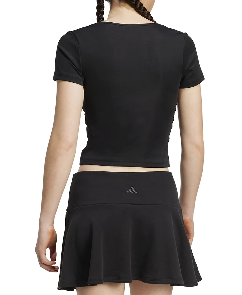 adidas Women's Surplice-Neck Three-Stripes Short-Sleeve T-Shirt