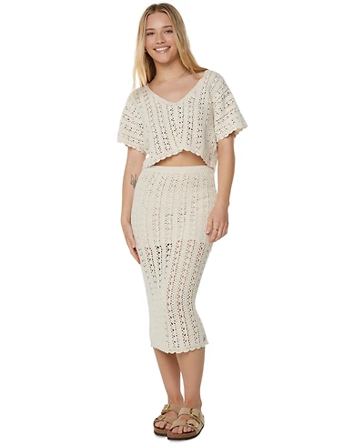 Roxy Juniors' Sea Swirl Crochet Midi Skirt