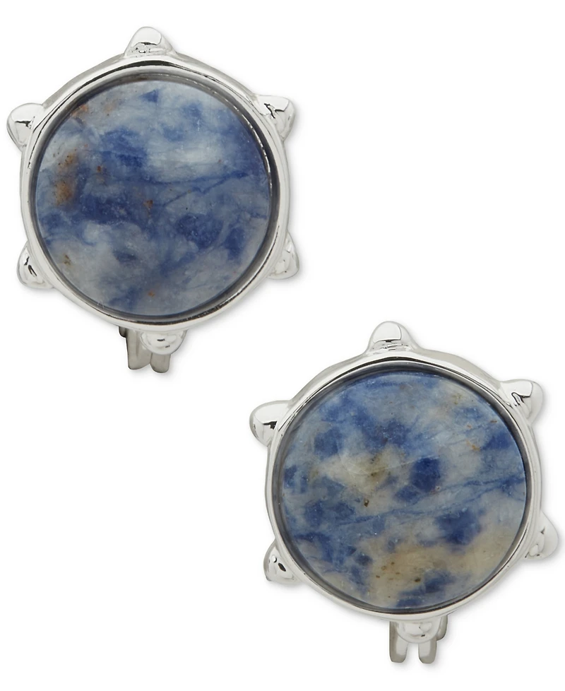 Anne Klein Colored Stone Nailhead Comfort Clip On Earrings