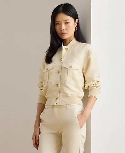 Lauren Ralph Women's Linen-Blend Bomber Jacket