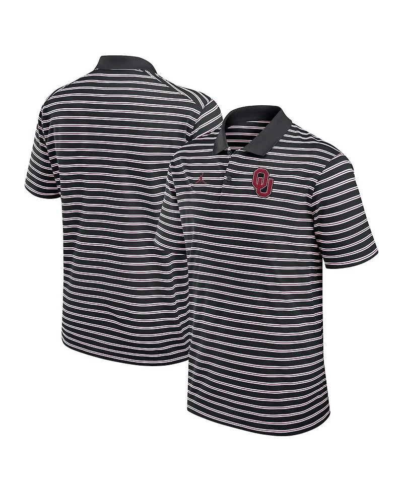 Jordan Men's Black/White Oklahoma Sooners Primetime Victory Striped Performance Polo Shirt