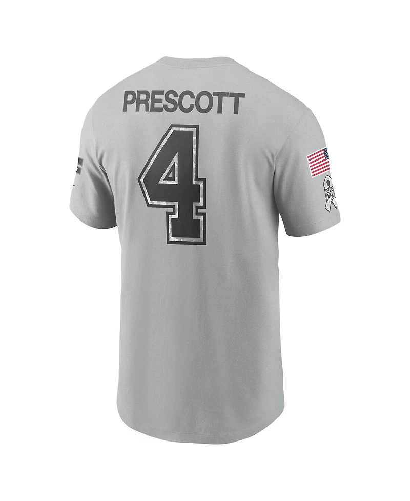 Nike Men's Dak Prescott Gray Dallas Cowboys 2024 Salute to Service Name Number T-Shirt