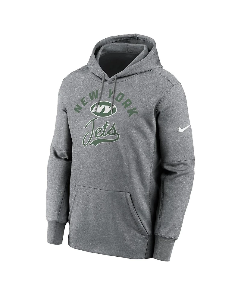 Nike Men's Heather Gray New York Jets Performance Fleece Pullover Hoodie