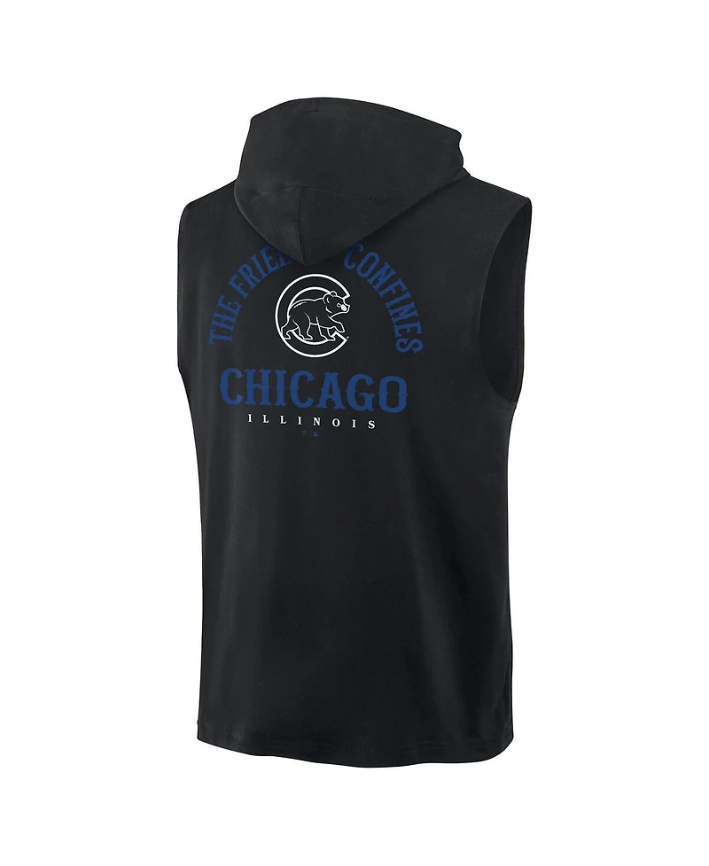 Fanatics Men's Black Chicago Cubs Fire Speed Sleeveless Pullover Hoodie