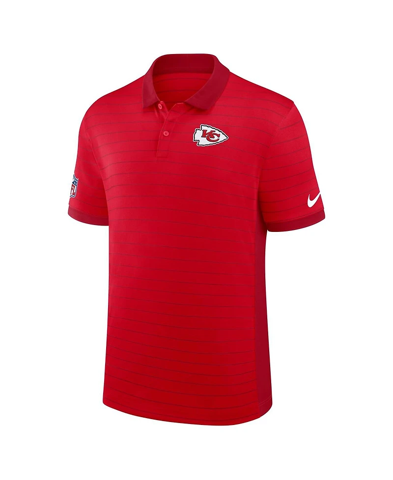 Nike Men's Red Kansas City Chiefs Sideline Victory Stripe Performance Polo Shirt