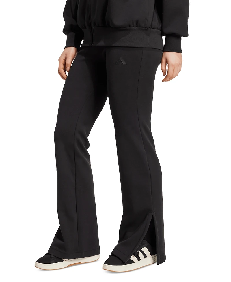 adidas Women's Mid-Rise Pull-On Flare-Leg Logo Pants
