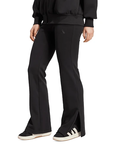 adidas Women's Mid-Rise Pull-On Flare-Leg Logo Pants