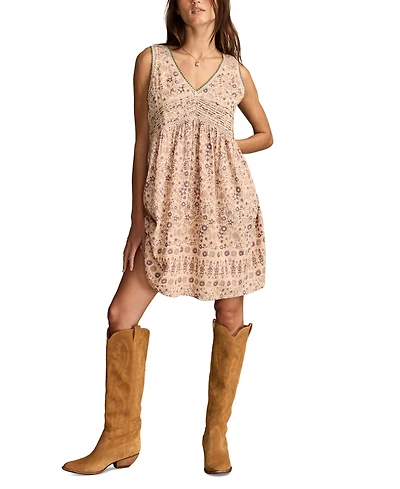 Lucky Brand Women's Cotton Floral V-Neck Mini Dress