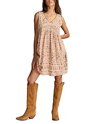 Lucky Brand Women's Cotton Floral V-Neck Mini Dress