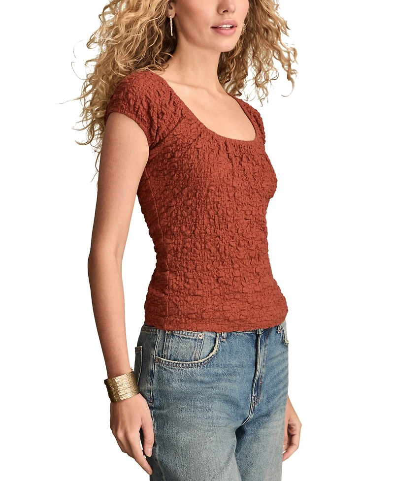 Lucky Brand Women's Textured Short-Sleeve Top