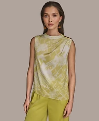 Donna Karan New York Petite Shoulder-Button Sleeveless Top