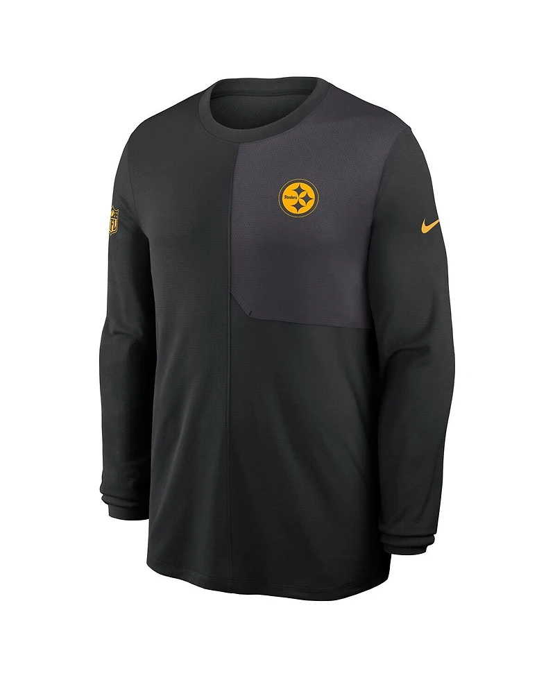 Nike Men's Black Pittsburgh Steelers Sideline Coach Uv Performance Long Sleeve T-Shirt