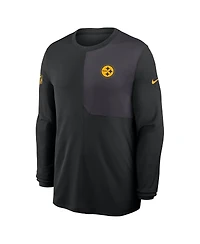 Nike Men's Black Pittsburgh Steelers Sideline Coach Uv Performance Long Sleeve T-Shirt