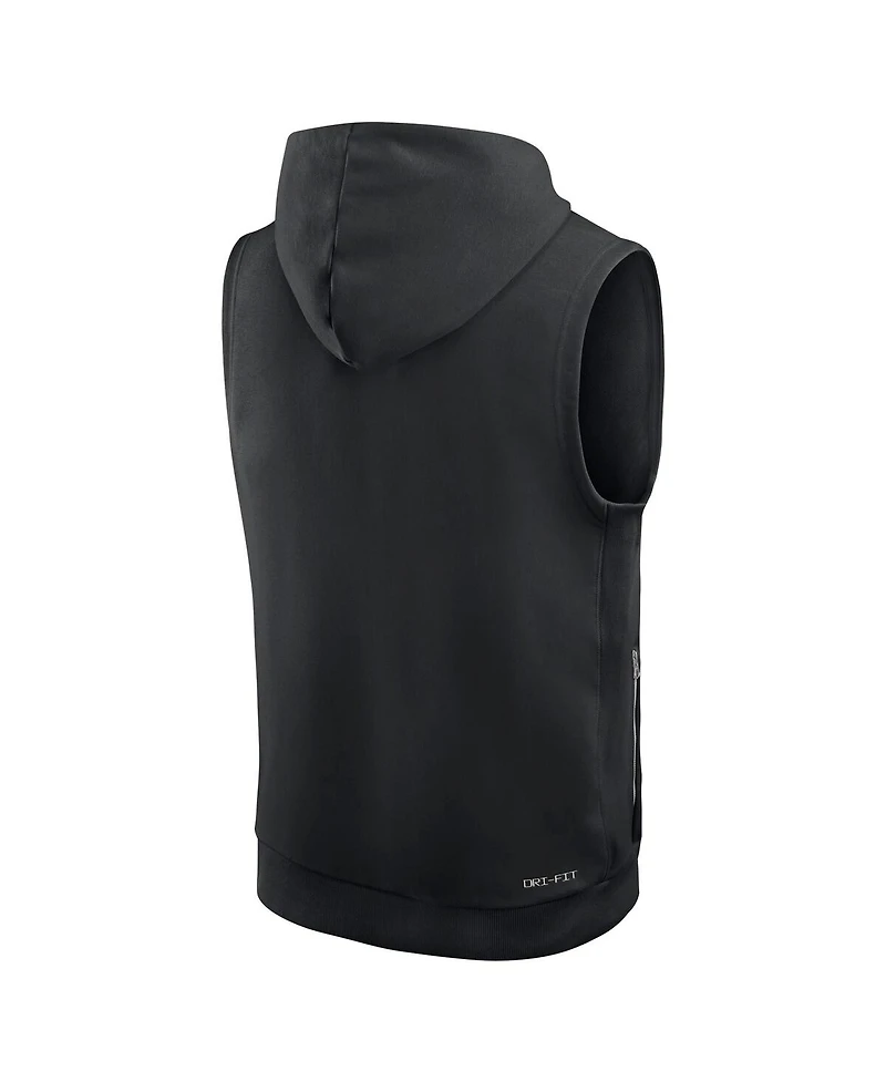 Nike Men's Black New York Jets Sideline Performance Sleeveless Pullover Hoodie