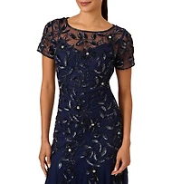 Adrianna Papell Floral-Beaded Gown