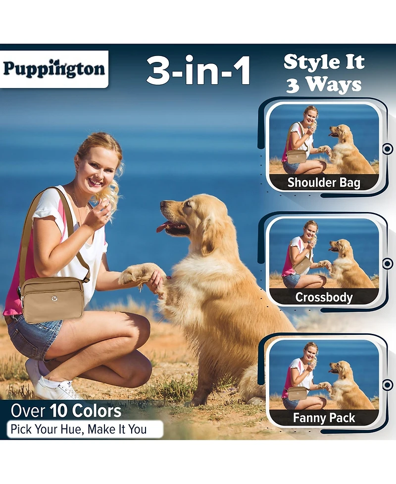 Puppington Walk Star Kit: 3-in-1 Dog Bag plus Matching 270 Refill Poop Bags