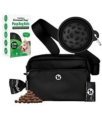 Puppington Walk Star Kit: 3-in-1 Dog Walk Bag & Bowl plus Matching 270 Refill Dog Poop Bags