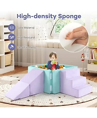 Slickblue Kids 3-in-1 Soft Climbing Blocks Play Set with Foam and Suede Fabric