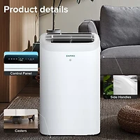 Zafro 12,000 Btu Portable Air Conditioner, Quiet 44dB, Fast Cooling, WiFi Control, Dehumidifier, Fan, 24H Timer, Easy Setup for Home/Office