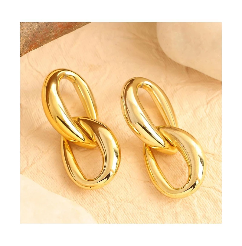 Sohi Women's White Link Drop Earrings