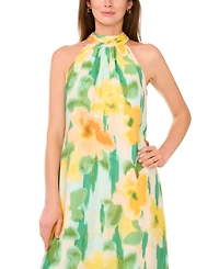 Msk Women's Printed Sleeveless Halter Neck Maxi Dress