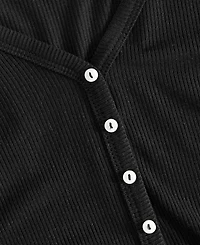 State of Day Women's Long-Sleeve Ribbed Henley Sleep Top Xs-3X, Created for Macy's