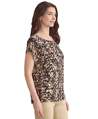 Jones New York Petite Keyhole-Neck Short-Sleeve Knit Top