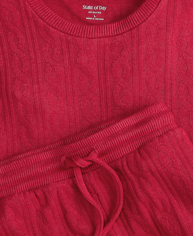 State of Day Women's Cable Jogger Pajama Set, Xs-3X, Macy's Exclusive