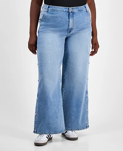 Bar Iii Trendy Plus Snap Track Jeans, Macy's Exclusive