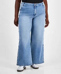 Bar Iii Trendy Plus Snap Track Jeans, Macy's Exclusive