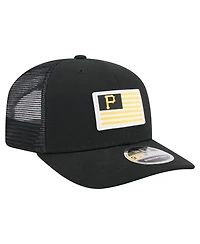 New Era Men's Black Pittsburgh Pirates Flag 9SEVENTY Coolera Stretch-Snap Hat