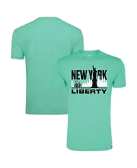 Sportiqe Men's and Women's Mint New York Liberty Skyline Comfy Tri-Blend T-Shirt