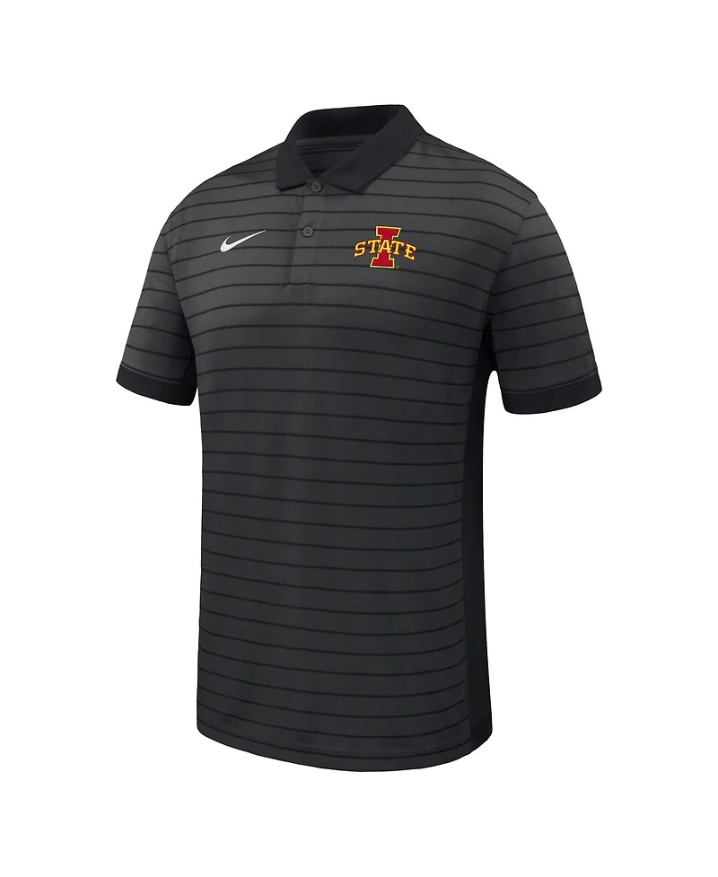 Nike Men's Black Iowa State Cyclones 2025 Early Season Coaches Sideline Victory Stripe Performance Polo Shirt