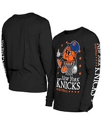 New Era Men's Black York Knicks Old School Sport Long Sleeve T-Shirt