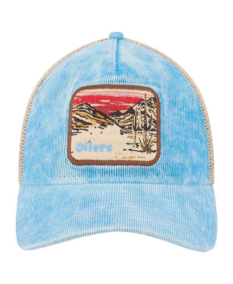 New Era Men's Light Blue/Cream Houston Oilers Vintage Landscape 9TWENTY A-Frame Adjustable Hat