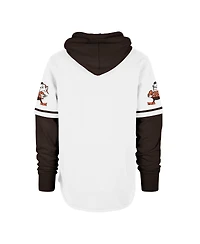 '47 Brand Men's White Cleveland Browns Throwback Shortstop Pullover Hoodie