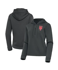 Antigua Women's Pewter New York Mets Contemporary Quarter-Zip Hoodie Sweatshirt