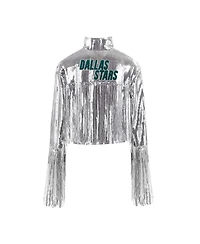 Cuce Women's Silver Dallas Stars Cropped Sequin Fringe Blazer