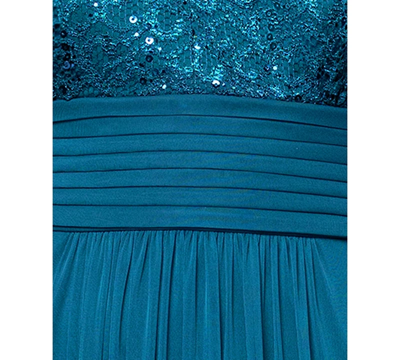 B&A By Betsy and Adam Plus Lace Long Halter Dress