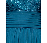 B&A By Betsy and Adam Plus Lace Long Halter Dress