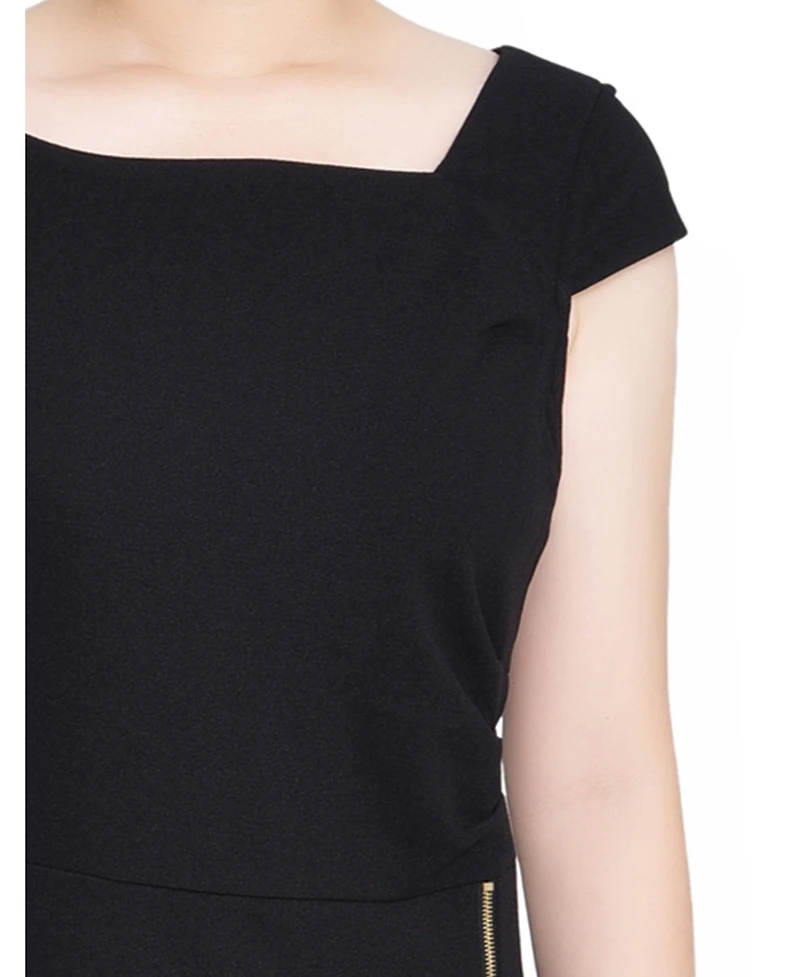 Ny Collection Petite Cap Sleeve Exposed Zipper Dress