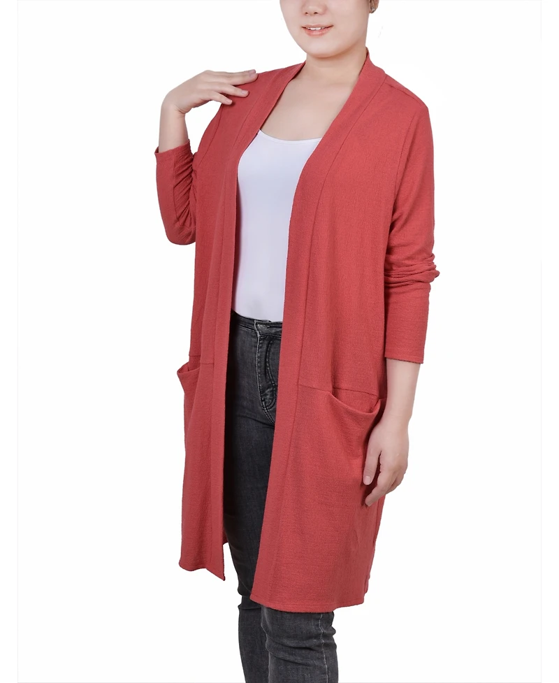Ny Collection Petite Knee Length Cardigan Sweater