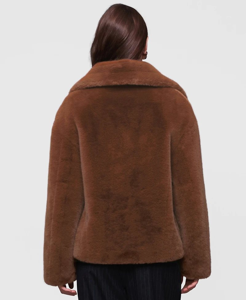 Avec Les Filles Women's Notched-Collar Faux-Fur Coat
