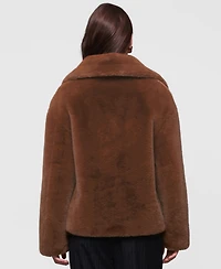 Avec Les Filles Women's Notched-Collar Faux-Fur Coat