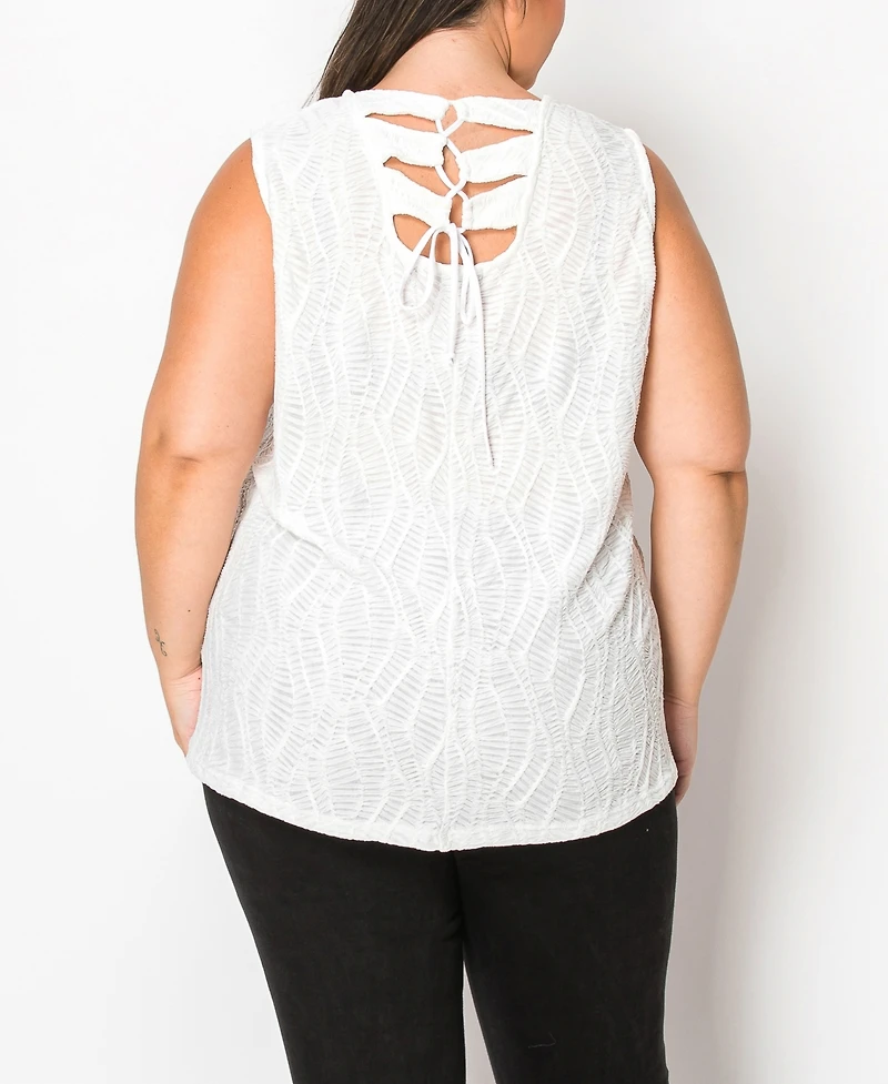 Coin 1804 Plus Spiral Wave Texture Strappy Back Tank Top