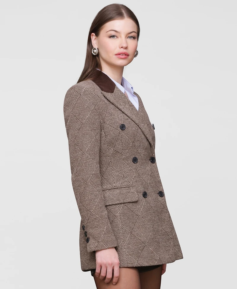 Avec Les Filles Women's Double-Breasted Blazer Coat