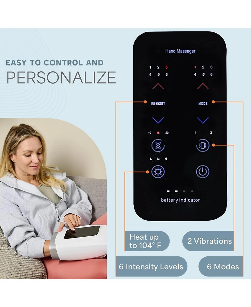 LifePro Legra Hand Massager with Heat & Compression – Finger, Wrist & Palm Relief with 5 Modes – Pressure Point Therapy for Sensitive Ha